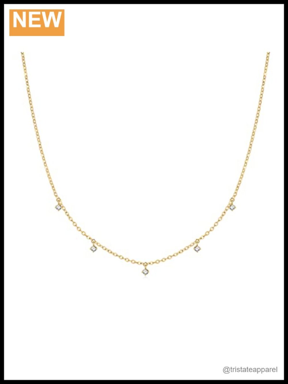 14k Gold Diamond Station Necklace 16in + 2in Extender